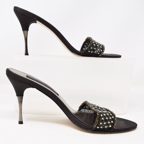 Steven Steve Madden Slip On Sandal Deb Rhinestone Stud Heels Women 9.5 Y2K Party - Picture 5 of 13